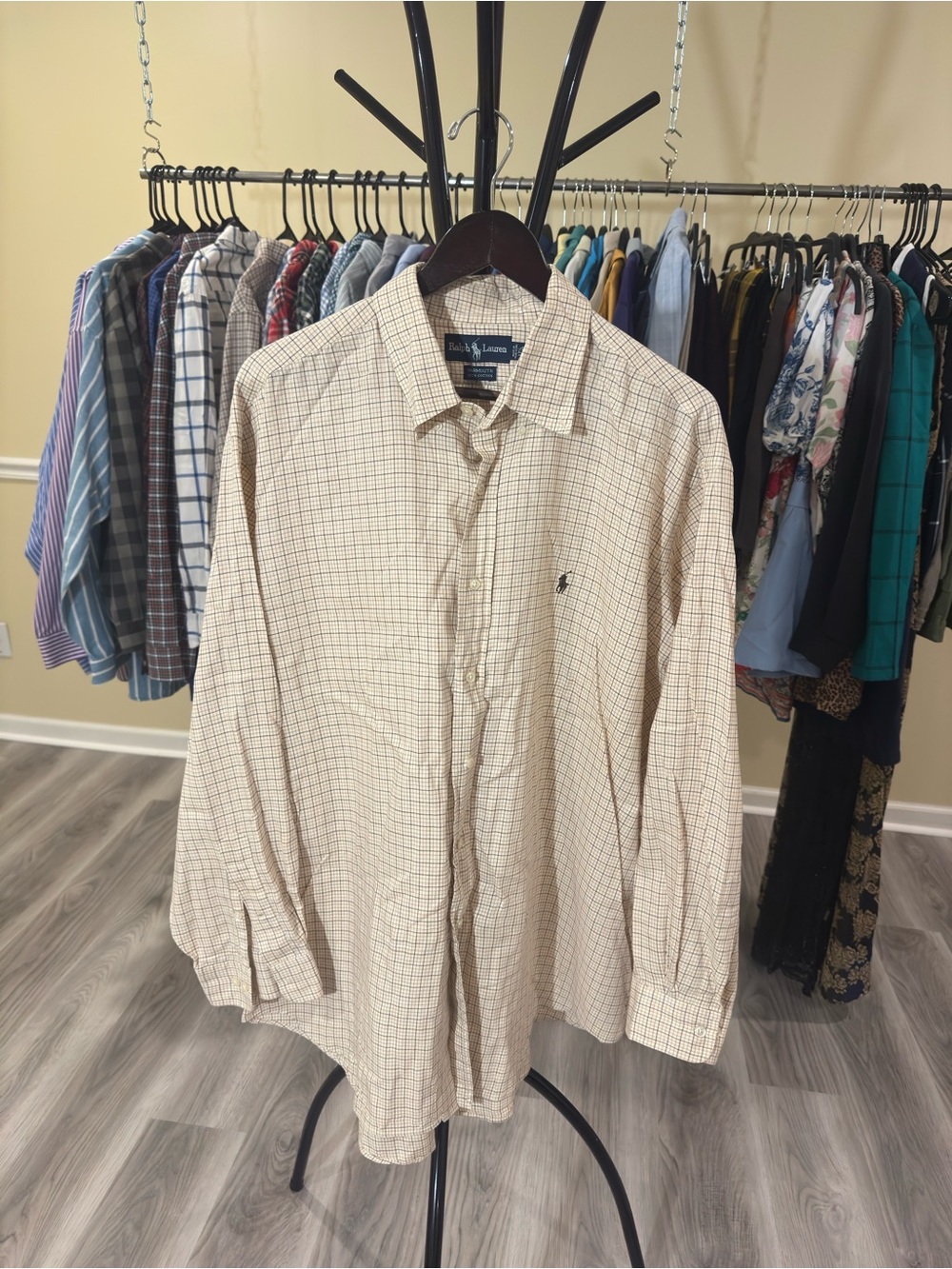 Ralph Lauren Men’s Beige Check Button-Down Shirt